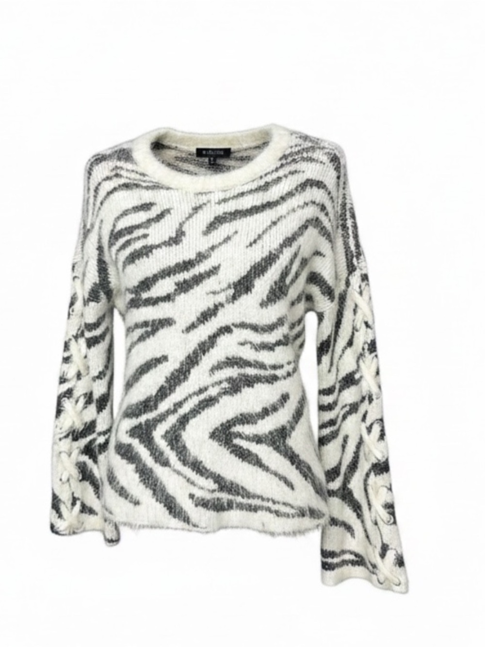 aytrip Ultra Soft Eyelash Yarn Sweater Size XS Lace Up Bell Sleeves Cozy Knit
